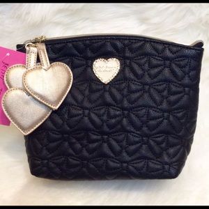 Betsey Johnson Triple Platinum Heart Make-Up Pouch
